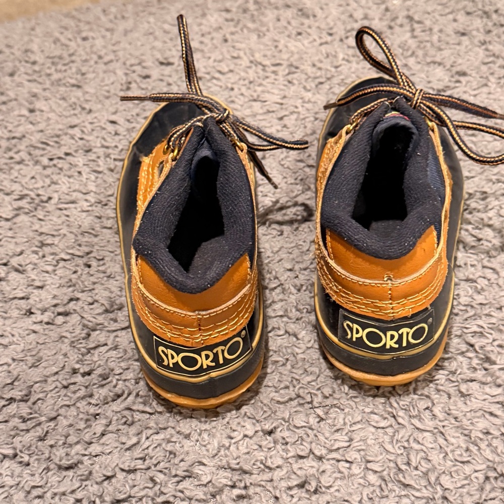 Blue Navy and Tan Duck Boots 6 - Picture 3 of 5